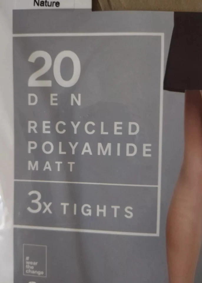 Gr. 44 46 L NEU - 3 Fein Strumpfhosen 20 den Recycled Polyamide matt, Powder - Bild 2 von 4