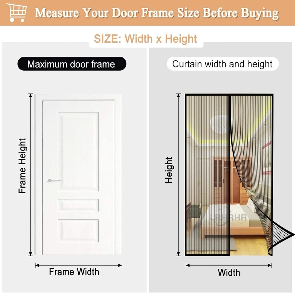 Moustiquaire Auto-Adhésive pour Porte - 70x190cm, Anti-Insectes et Durable - Photo 4/4
