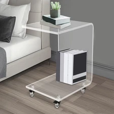 Modern C-shaped Side Table Acrylic End Table Couch Side Table, Bedside Table