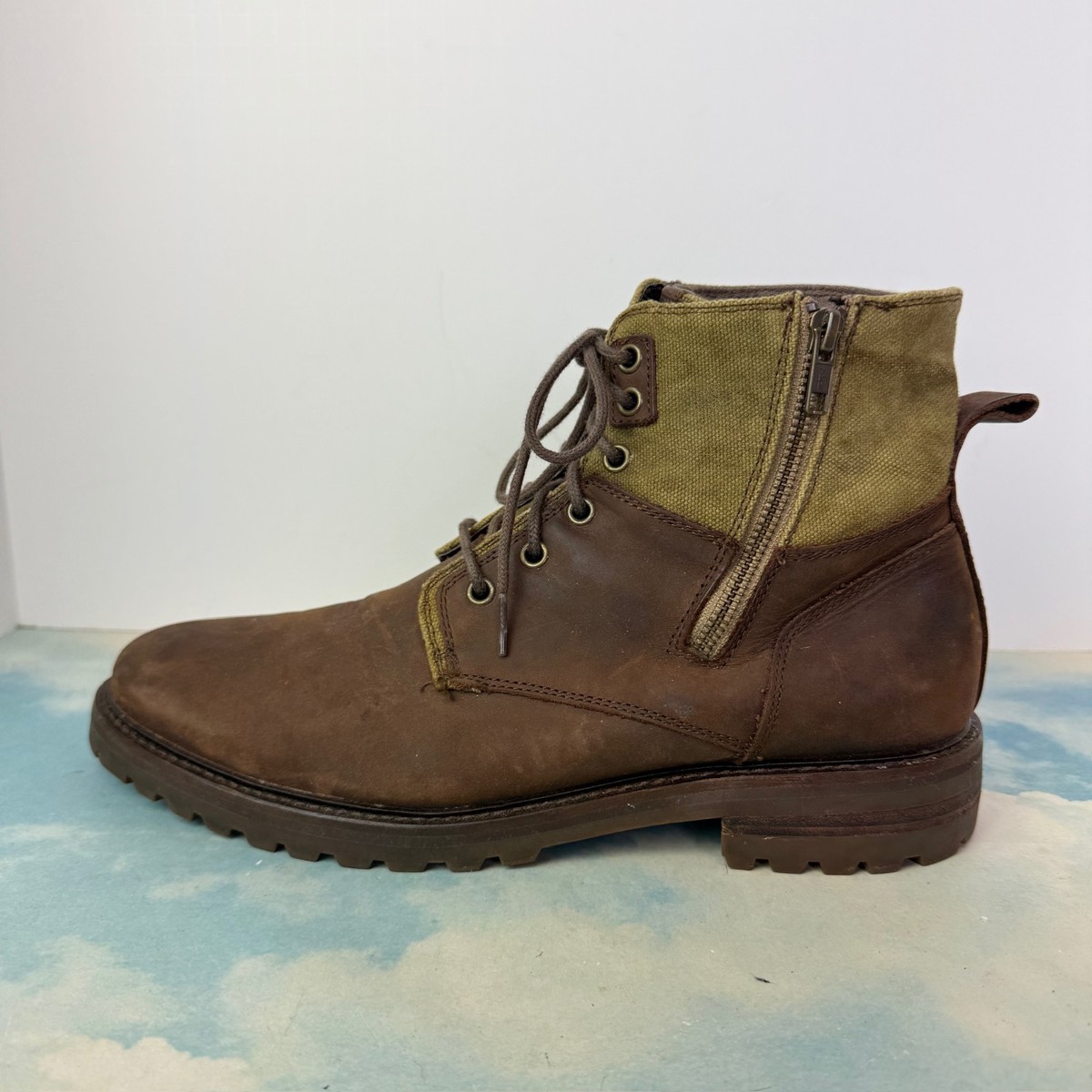 Mark Nason 68240 Memory Foam Lux Boots Side Zip Brown Olive 10 Mens Mark Nason Rock Lives Dragon Zip Brown Italian Leather Boots  main image 2