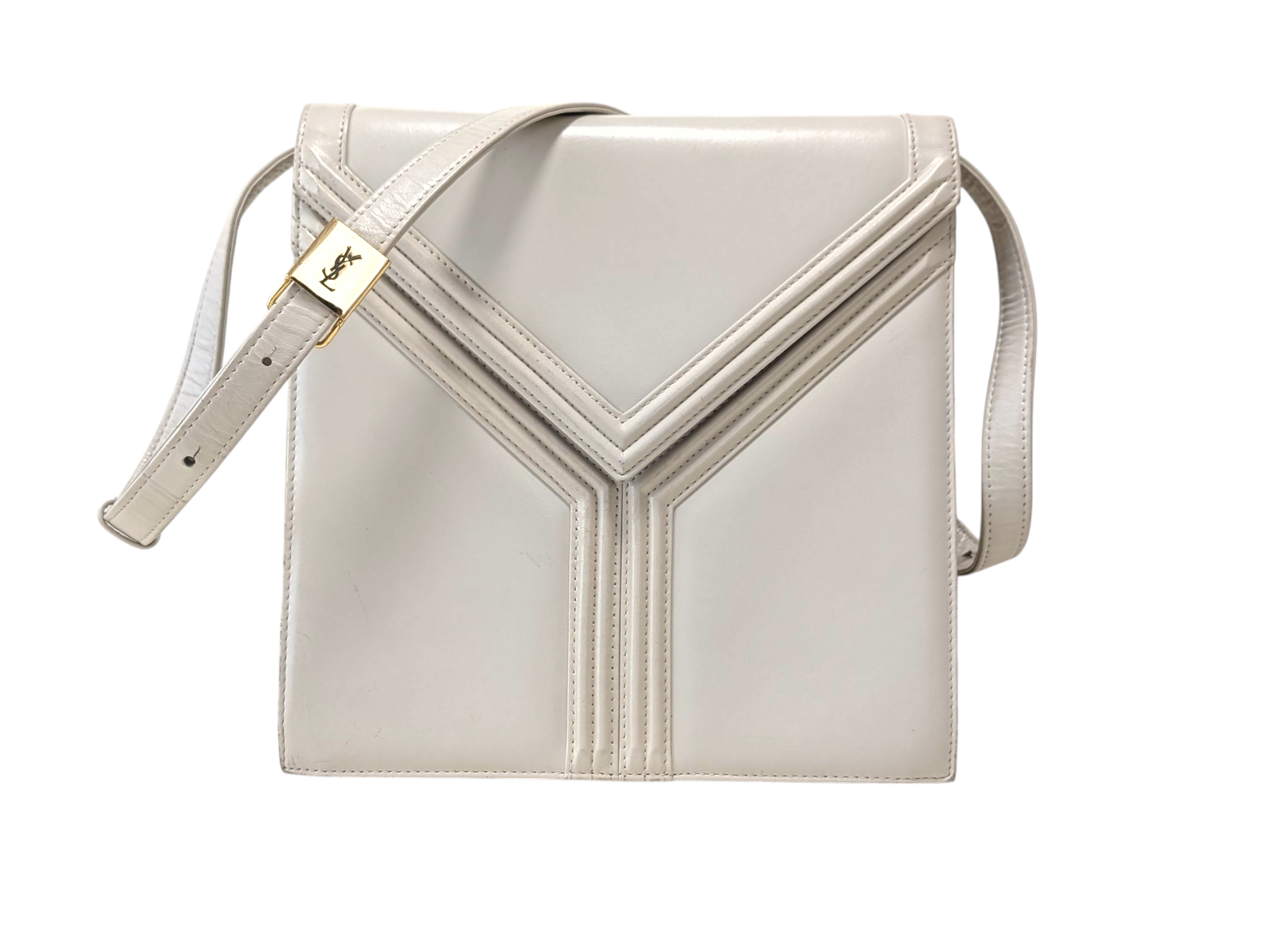 Borsa pochette a tracolla Yves Saint Laurent pelle bianco sporco vintage YSL autentica