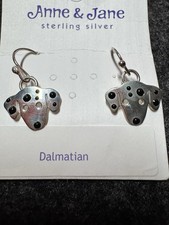 Vintage Sterling Silver Dalmatian Earrings, Dalmatian, Black Spots, Ann and Jane
