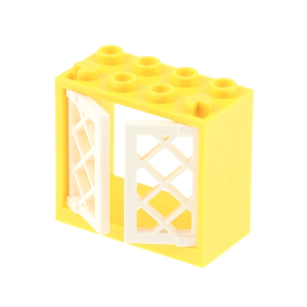1x LEGO Window Frame 2x4x3 Yellow With Shutters Grid White 60607 60598