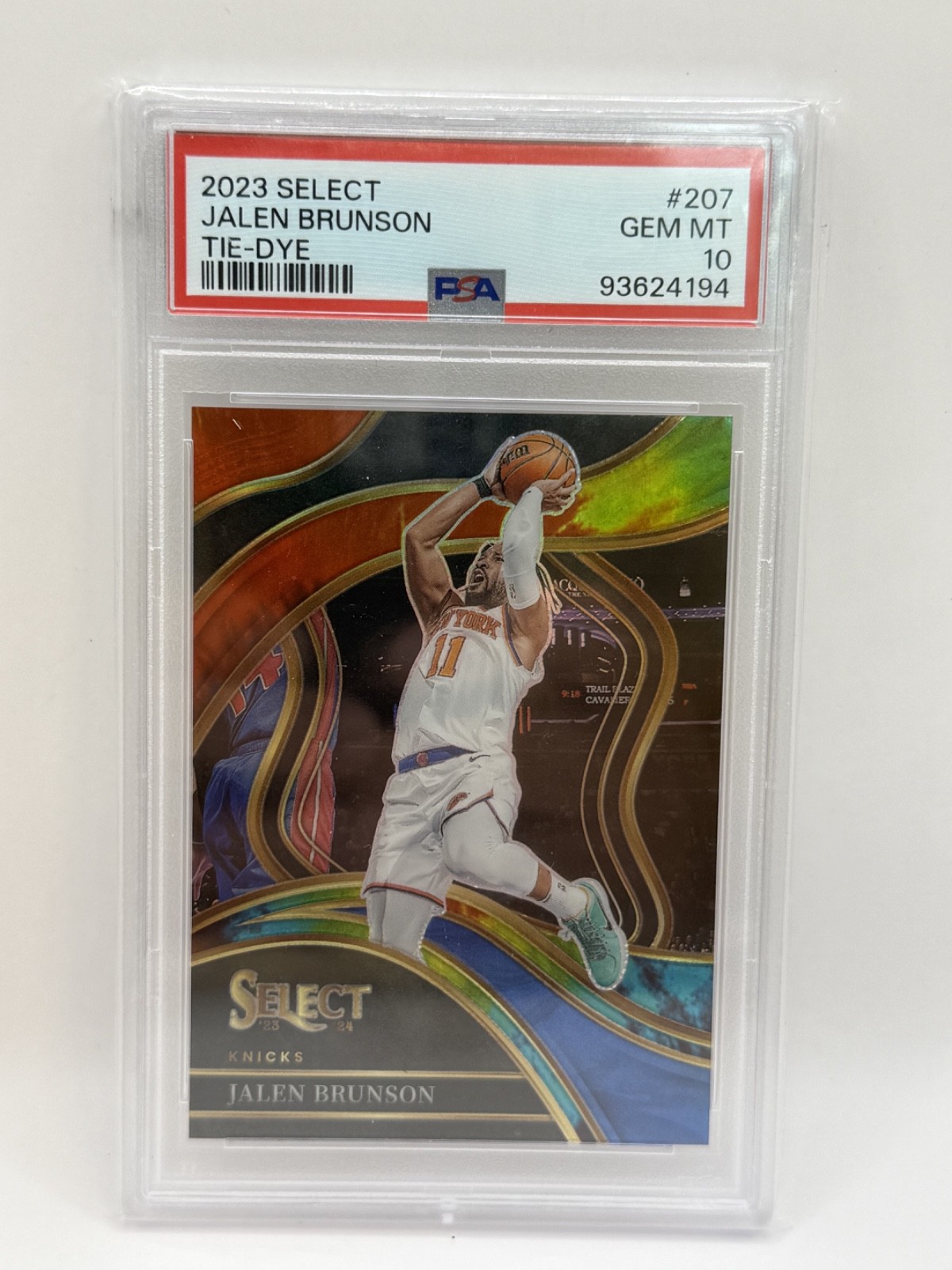 2023-24 Panini Select JALEN BRUNSON 207 Tie-Dye Courtside /25 PSA 10 GEM MT