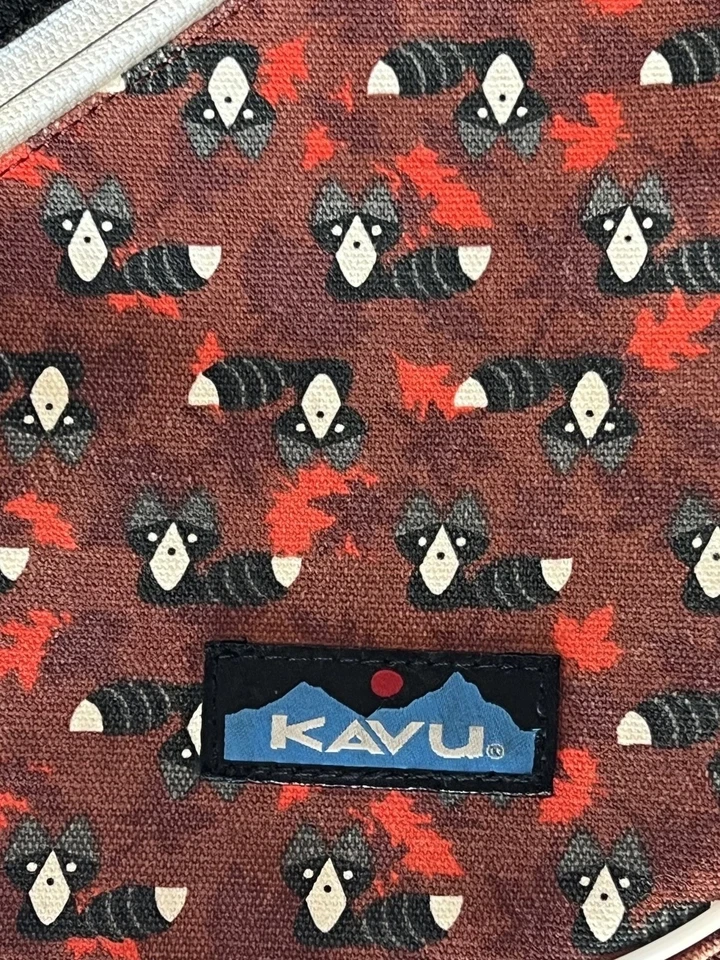 KAVU Rope Sling Bag Raccoon Print Black Red Crossbody Backpack Outdoors Hiking - Image 2 of 4