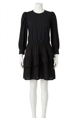 Nation Ltd Tenley Ruffled Combo Mini Dress Jet Black