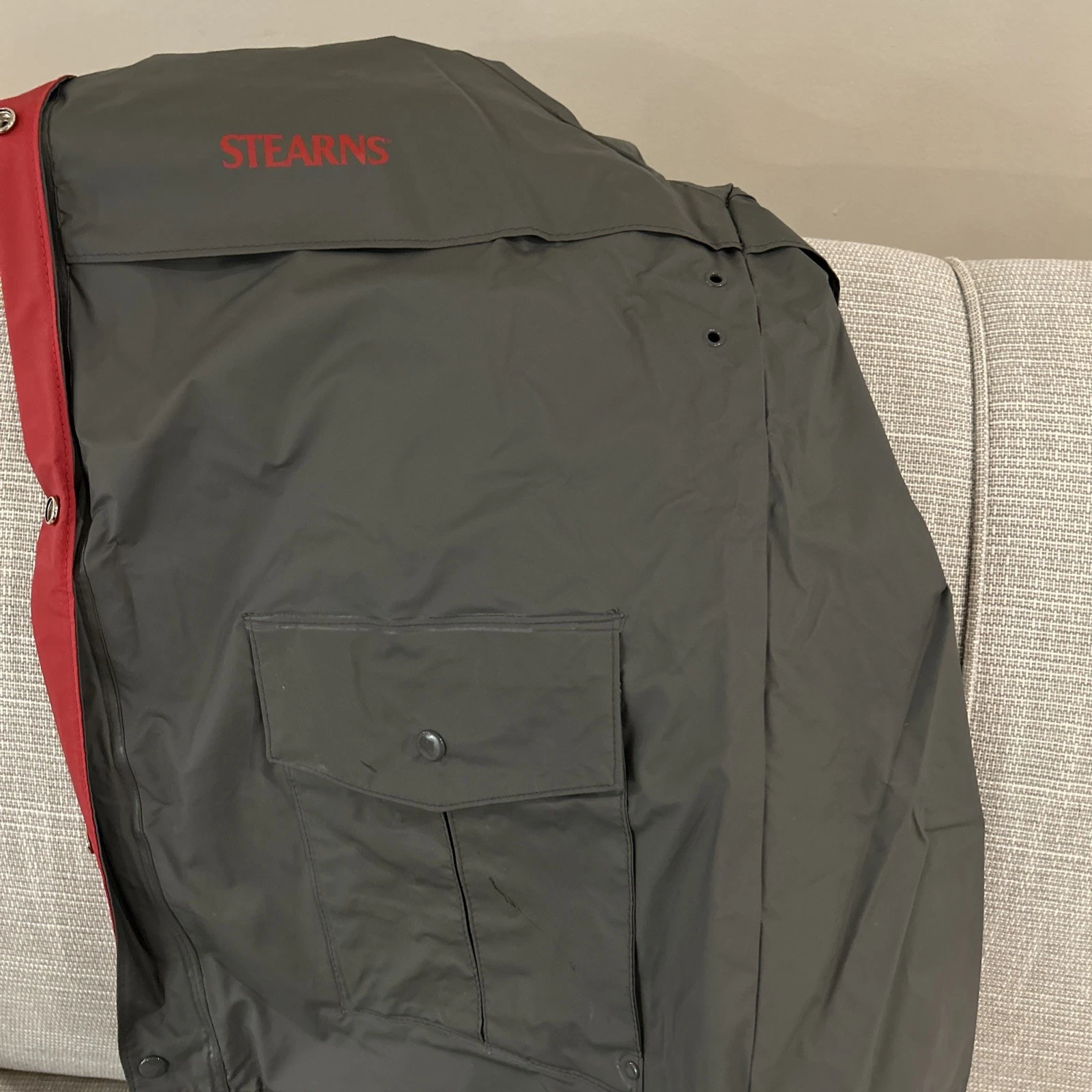 Stearns Rain Jacket/Pants Mens Large Gray Hooded Dry Wear Waterproof PVC Nylon image 14