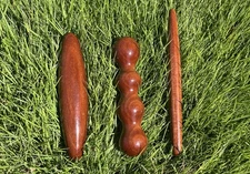 3 piece Handmade Solid Wooden Massage Training Stick Set Yawara Stick Set NEW