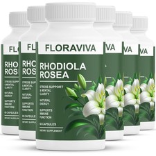 6-Pack Rhodiola Rosea Capsules - Floraviva for Energy, Focus, Mood