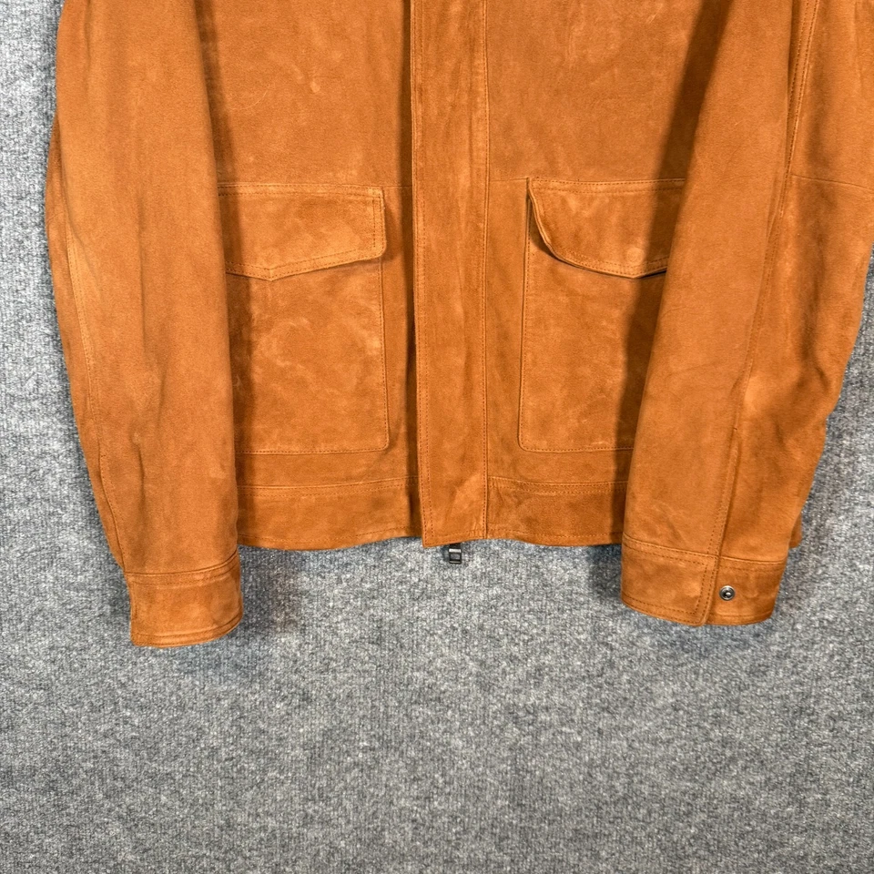 Peter Millar Crown Suede Jacket Mens Medium Brown Saddle Bomber $1,795 MSRP - Image 3 of 4