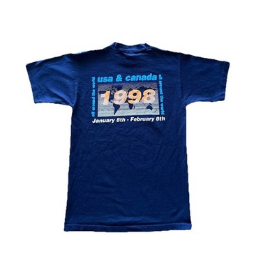 Vintage 90s Oasis 1998 Tour USA & Canada Tee Shirt Blue Size