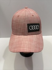 Audi Twill Cross Hatch Adjustable Baseball Cap Hat One Size Salmon