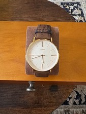 Lloyd Gold-Tone Watch with Brown Leather Strap