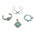 Carolyn Pollack Sterling Turquoise 6.75-7.25" Bracelet Pendant Lot of 4 #S5609-1 — photo 1