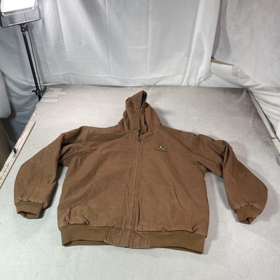 Destinations Chore Jacket Mens 2XL Brown Hooded Canvas Workwear Coat Outdoor
