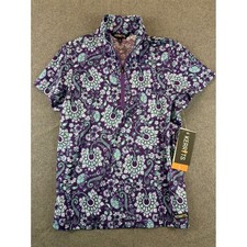 Kerrits Kids Short Sleeve Shirt L Iris Lucky Paisley Ice Fil Equestrian NWT
