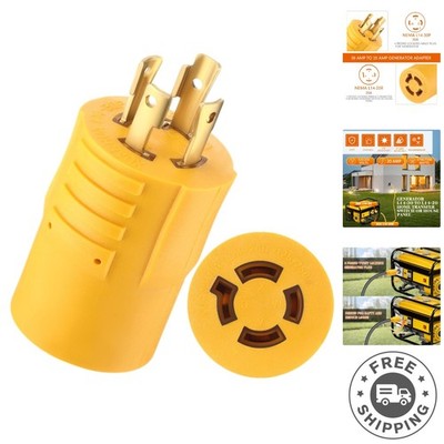 30A to 20A Generator Adapter - NEMA L14-30P to L14-20R, 4-Prong Locking Plug