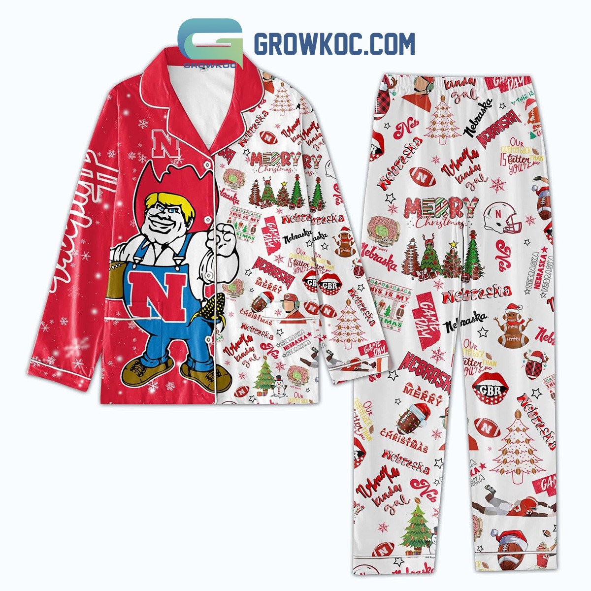 Nebraska Cornhuskers Christmas Silk Pajamas Se