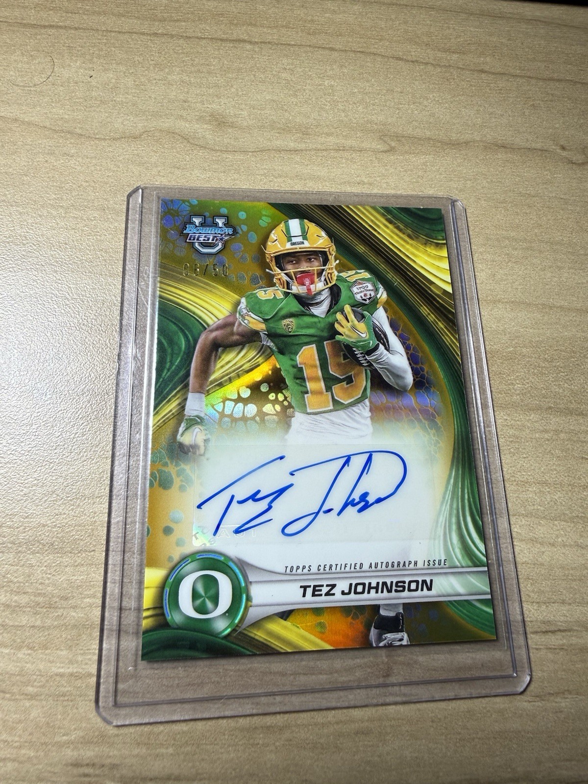 TEZ JOHNSON 2024 BOWMAN U BEST OF 2024 YELLOW REFRACTOR AUTO /75 Q3193