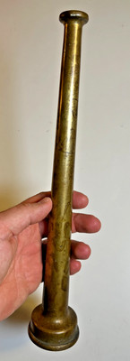 Vintage Solid Brass Fire Hose Nozzle Tip 12'' Tapered Threaded End Antique Fire