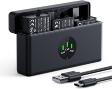 K&F CONCEPT 3 Pack Battery & Charger Set 2100mAh for DJI Osmo 360 Action 6/5/4/3