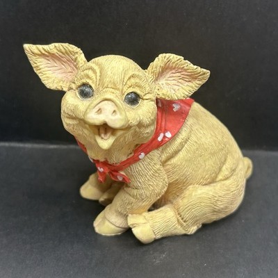 Enesco Pig Figurine Red Heart Scarf Valentine s Day 1994 Resin Vintage Love Hog