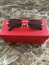 Cartier Big C Diamond Cut black Frameless Lens Gold Frame SHIP SAME DAY