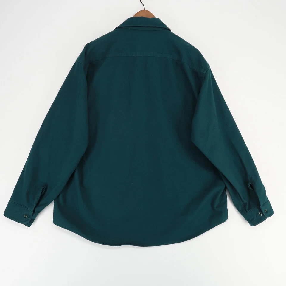 Woolrich Expedition Chamois Shirt Mens XL Green Heavyweight Vintage Flaws* - Image 2 of 4