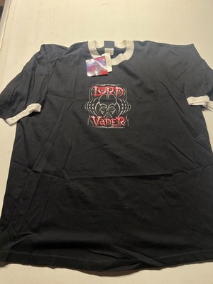 BNWT Star Wars Lord Vader Graphic T-Shirt Black Ringer Tee Mens Sz XL 26x30.5