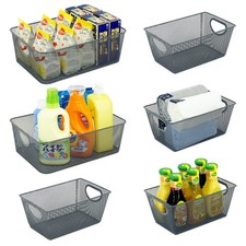 Wire Storage Baskets - 6 Pack Metal Mesh Organizers for Kitchen, Laundry, Gar...
