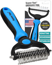 Pet Grooming Rake - Double-Sided Deshedding Tool for Dogs  Cats, Extra-Wide