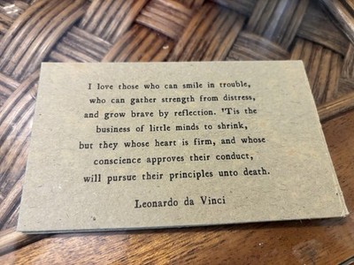 Leonardo da Vinci Quote Card ''I love those who can smile in trouble''