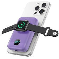 Magnetic Power Bank Portable Charger 10800mAh Fast Charging For Phone Purple