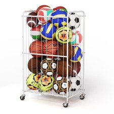 210L Rolling Ball Organizer with Locking Wheels - Large Sports Storage Basket...