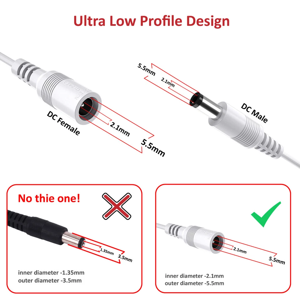 10PCS 10M DC Power Extension Cable 5.5mm x2.1mm Cord 20AWG for Security Camera - Image 3 of 4