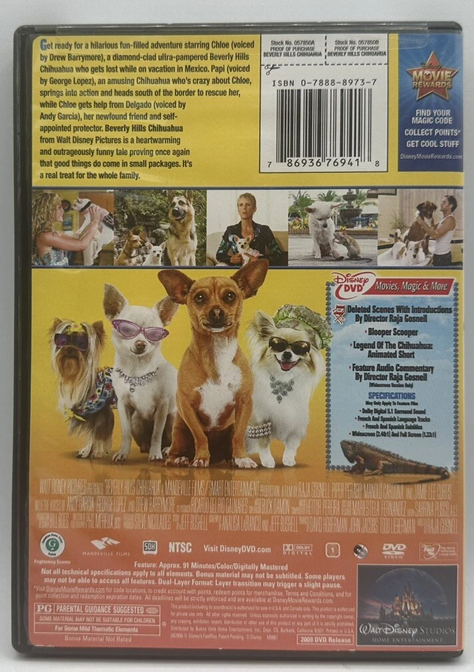 Beverly Hills Chihuahua DVD Walt Disney Jamie Lee Curtis Drew Barrymore 2008 - Image 2 of 3