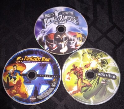 3 PC Lot Animated DVD Marvel Fantastic Invincible Man Power Rangers The Movie