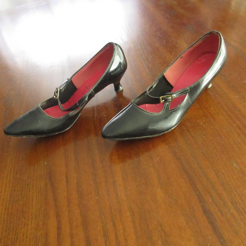 Zapatos de mujer vintage años 60 6,5 M NEGRO PATL PUNTY MOD PUNKY ARTE NEW WAVE FIESTA RAROS Foto 2 de 4