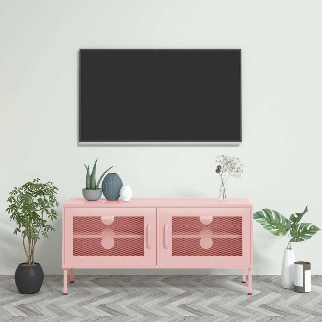 vidaXL TV Cabinet Pink 105x35x50 cm Steel