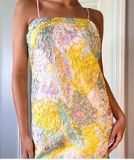 Urban Outfitters  Mini Dress Cactus Rose Tie Back Slip Lines Pastels Womens M