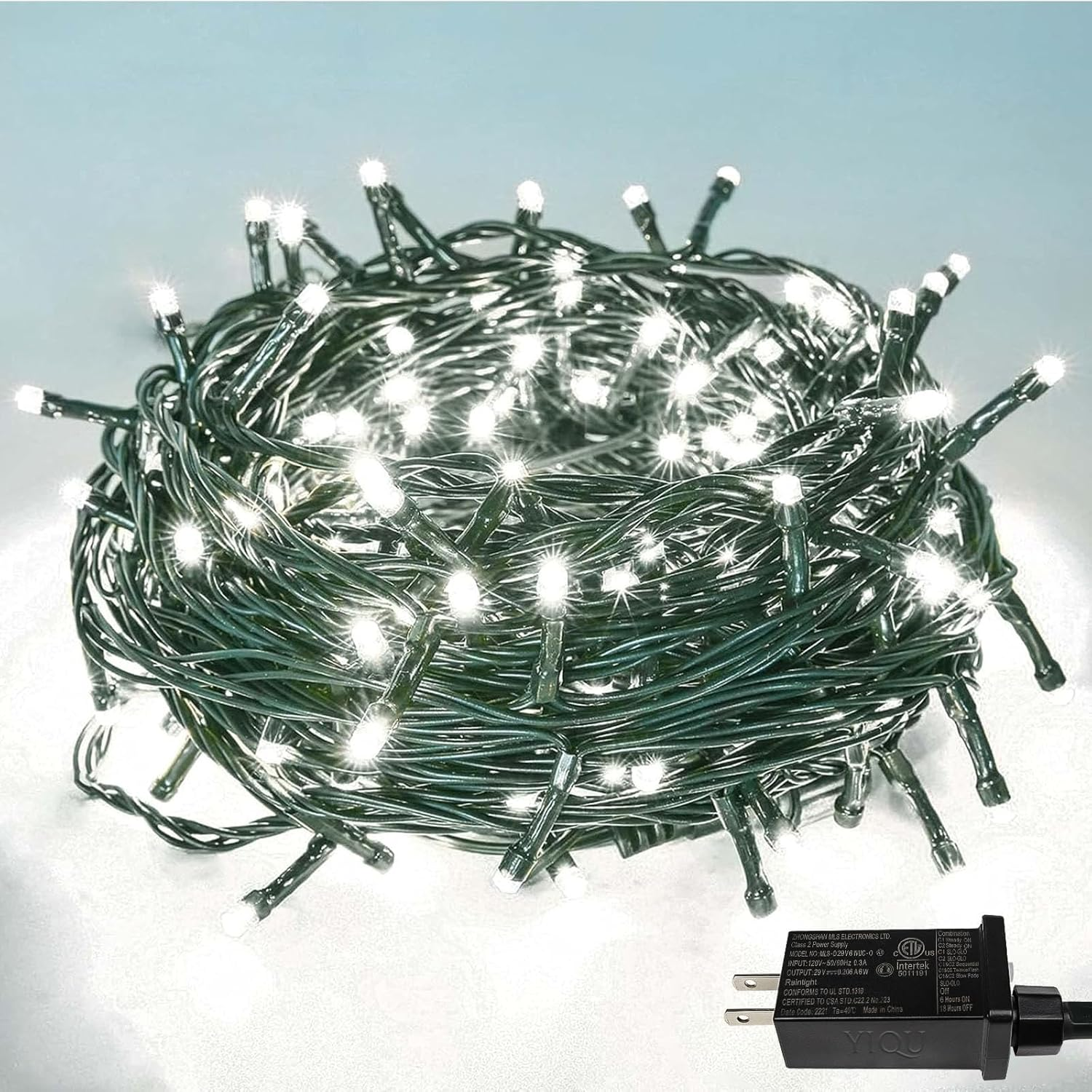 White 82FT 200 LED Christmas String Lights Outdoor/Indoor (Extendable Green Wire