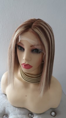 Ayla Europäische Echthaar Ombre Balayage 12'' Bob Lang Blond Highlights Perücke