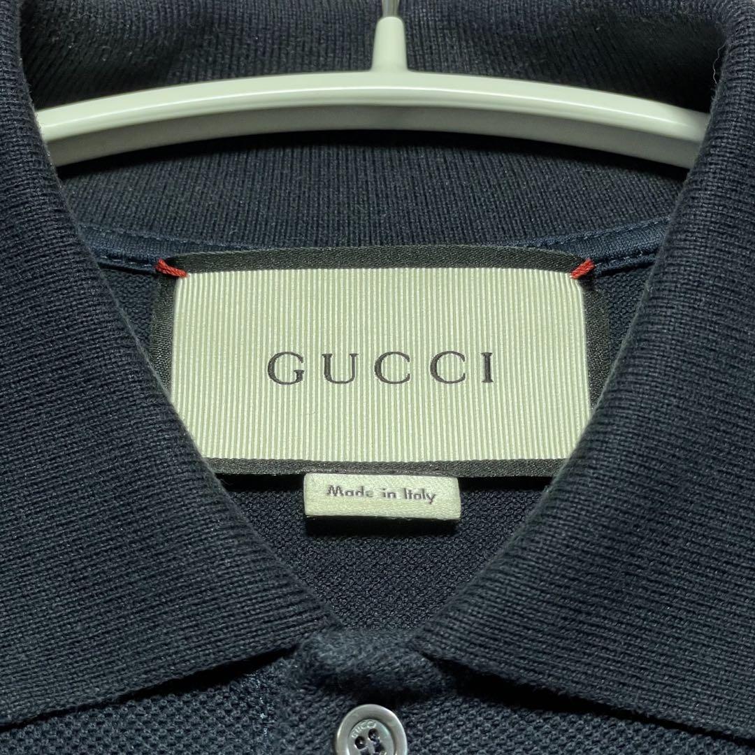 Gucci polo shirt rhinestone embroidery, navy, size S, men's