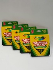 Crayola Triangular Anti-Roll Non-Toxic Crayons 8-Color Set, Set of 4packs, New