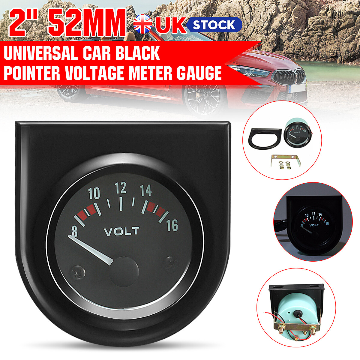 12V Voltmeter Gauge 2 52mm Volt Voltage Meter Gauge Universal Pointer Voltmeter Car Auto Measure Range 8 16v Led Light Dial Blac - View #3