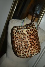 vintage stenciled animal print spotted lamb fur hand warmer muff