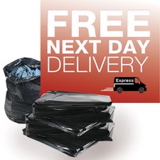 100 PLASTIC INDUSTRIAL REFUSE SACKS BAGS DUSTBIN BLACK BIN LINER RUBBISH 160G 