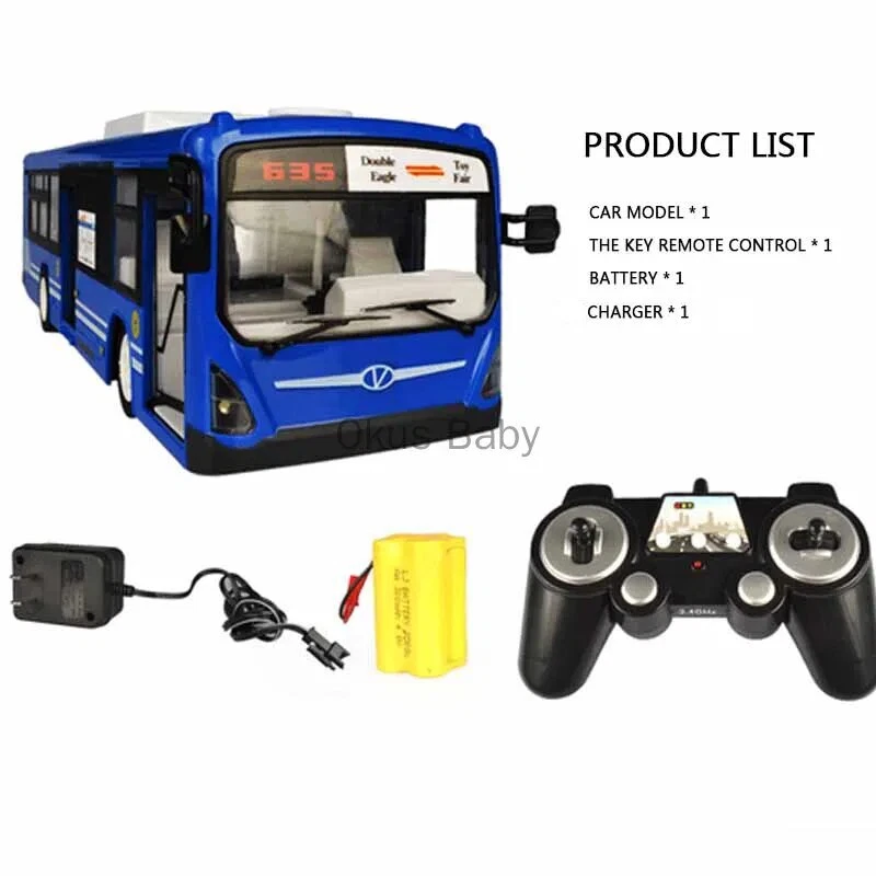 Carro de controle remoto 6 canais 2.4G ônibus City Express alta velocidade uma chave de partida - Imagem 4 de 4