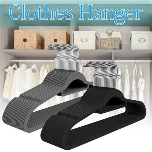 Space Non-slip Velvet Hangers Coat Holder Flocked Clothes Hangers Adult Hanger - Picture 1 of 17