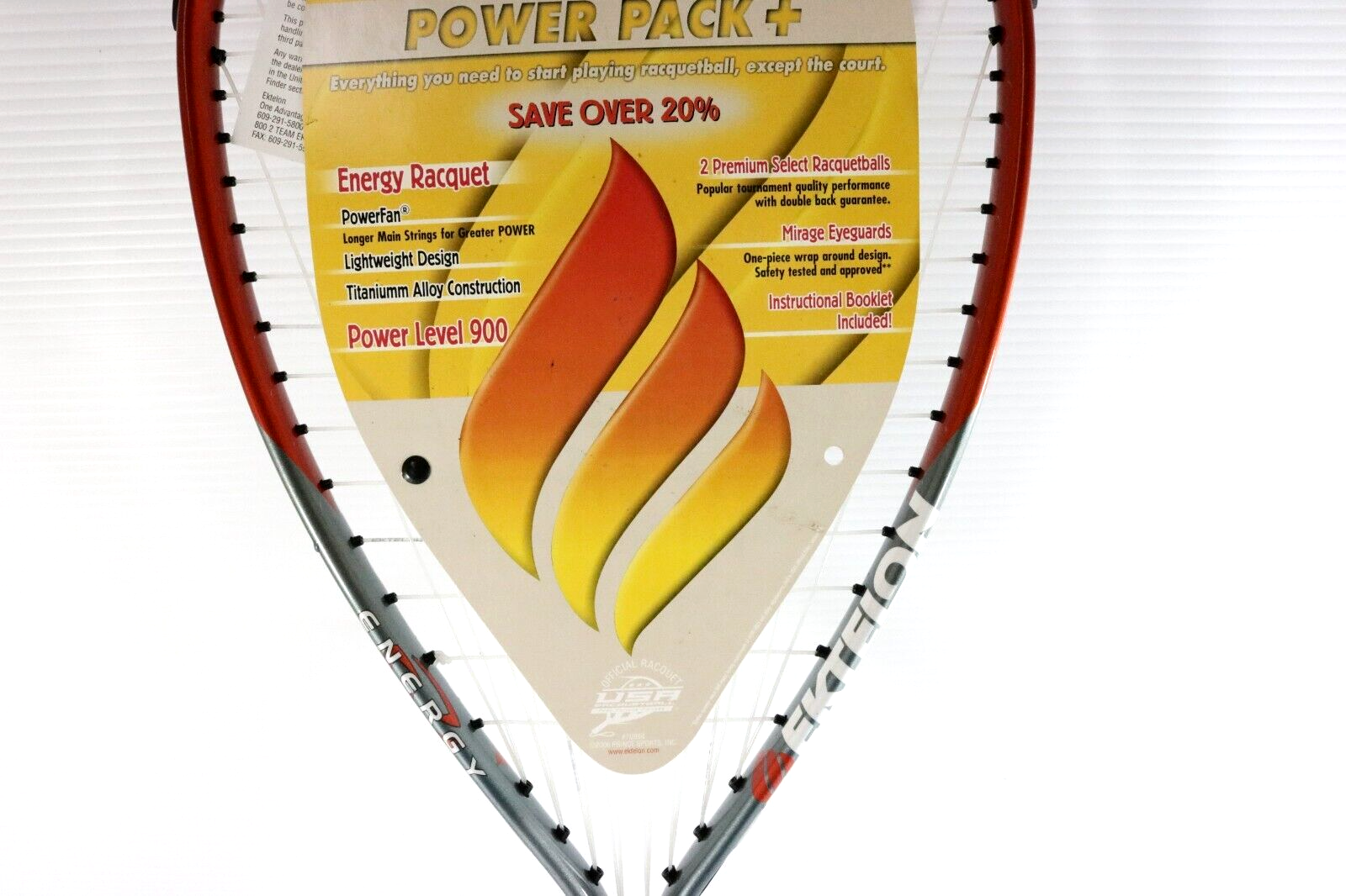 Ektelon Energy Power Level 900 Racquetball Racket Racquet 3 5/8" Grip